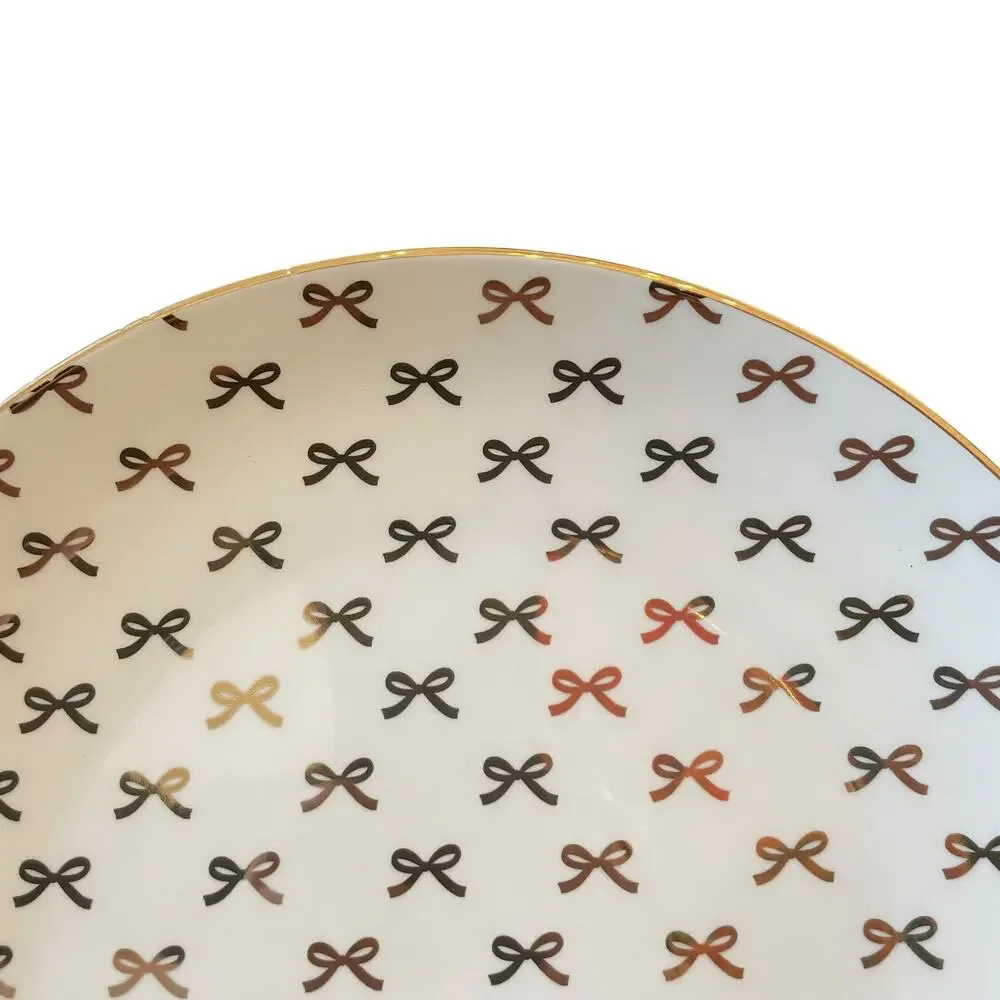 NEW 10 Strawberry Street Gold Bow 10.5” Dinner Plates Set Of 4